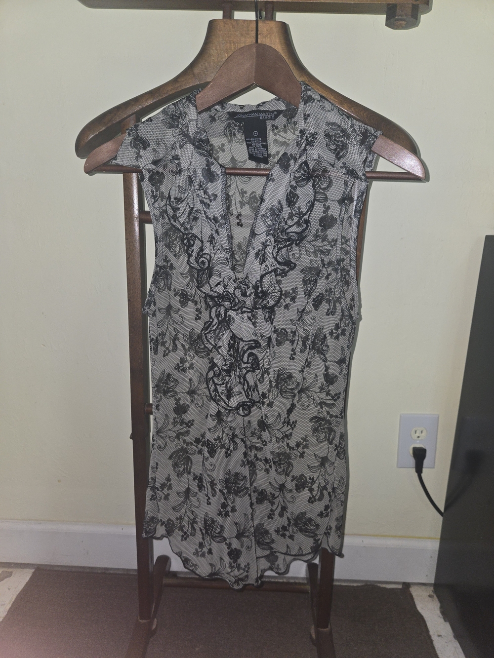 jonathan martin Black Floral Sleeveless Camisole on White
